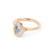 Bague diamant synthétique ovale 1.50 carat or rose 14 carats Georgia